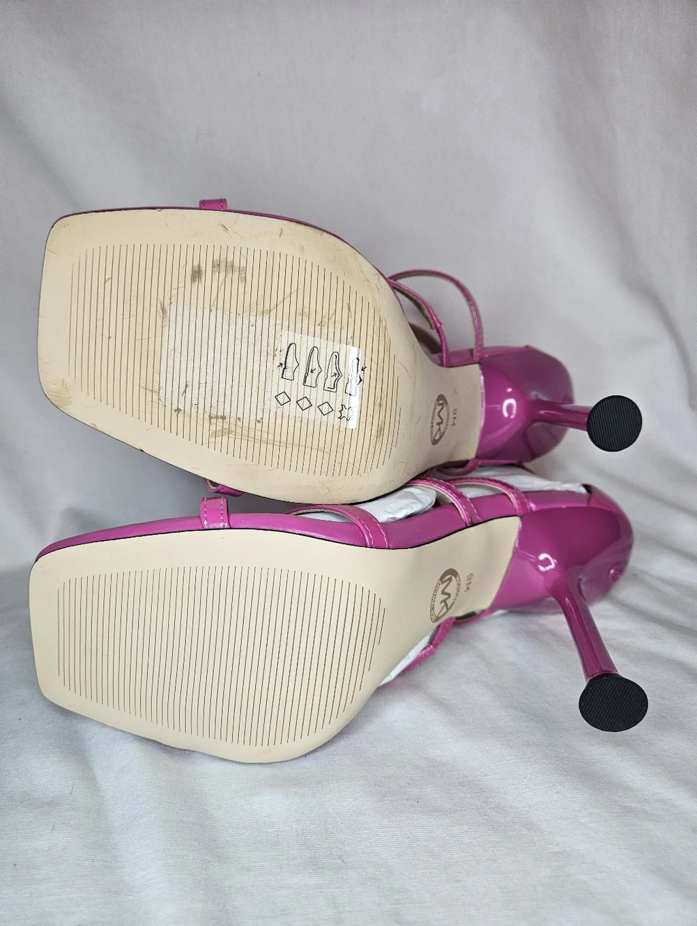 Michael Michael Kors Imani Fuxia Hot Pink Fuschia Strappy Square Toe Heel NIB - Picture 6 of 8
